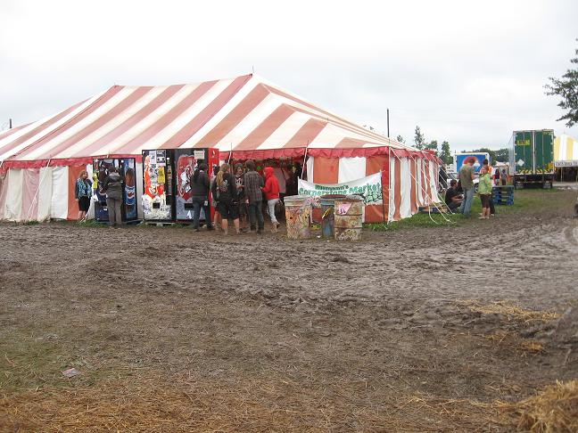Tent and muddy road