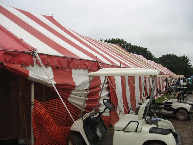 Tent and golf carts