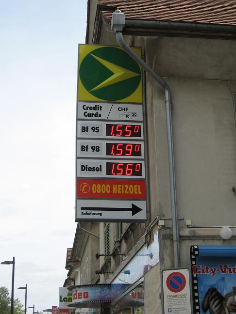 Price of gas sign = 6USD per gallon