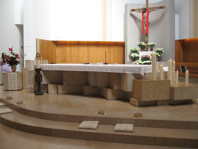 Inside of church - altar, Crucifix