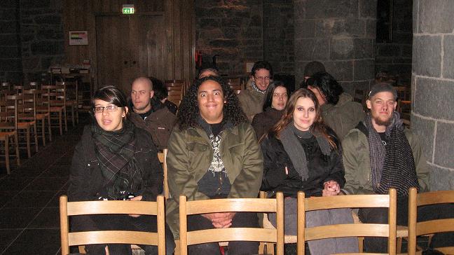 Gamle Aker Kirke - Metalheads waiting for service to begin.