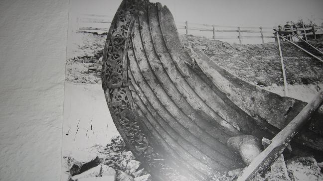 Viking Ship Museum - large photo of burial ship found on shore of eastern Norway
