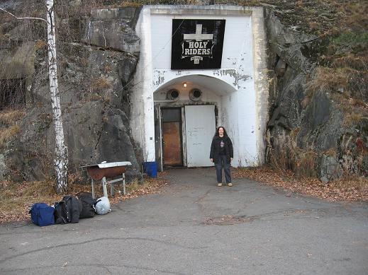 Cindy in front of the cave.