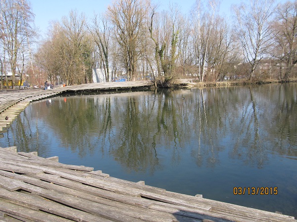 Artsy bridge over river